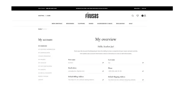 Development of a personal account